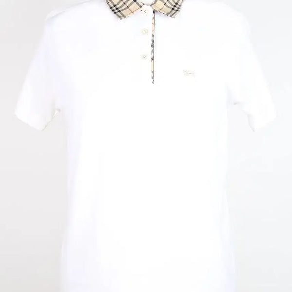 [BUNJANG] Burberry Nova Check Collar Short Sleeve T-Shirt White M / 버버리 노바체크 넥 반팔 카라 티셔츠 화이트 M