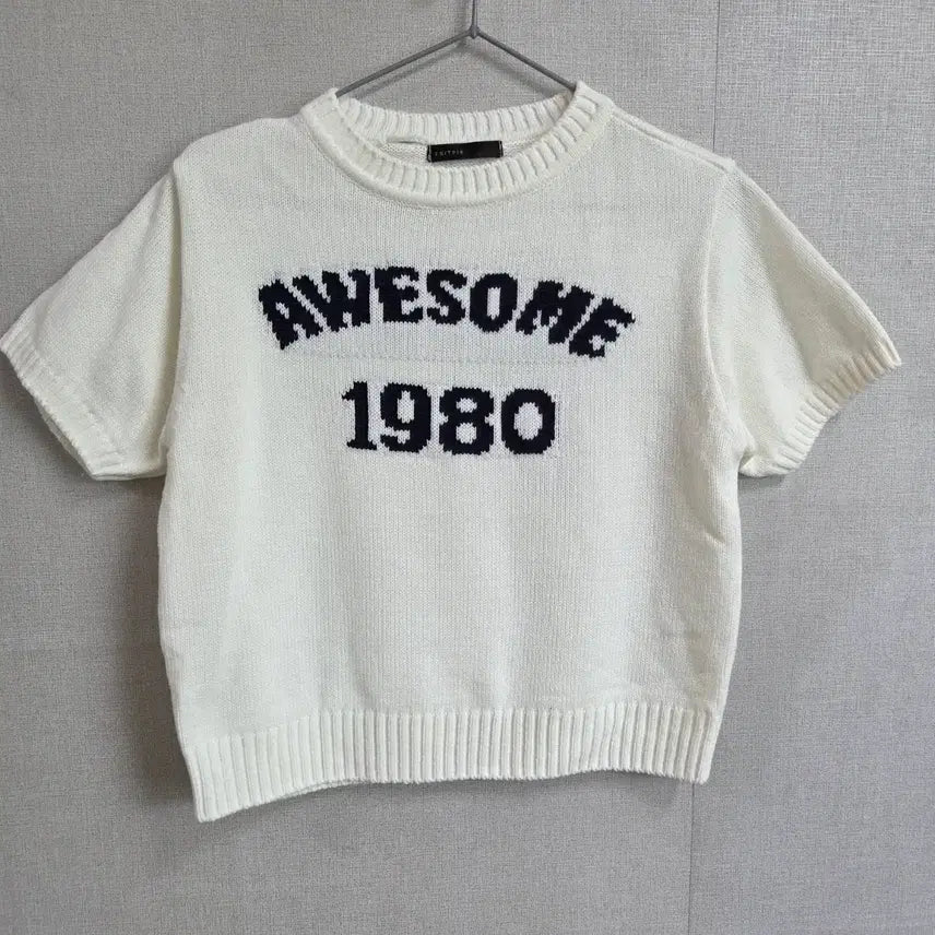 [BUNJANG] Women's White Knit Short-Sleeve Top (Size F) / 여성 반팔 화이트 니트 상의 F JJ3056