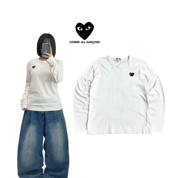 [BUNJANG] Comme des Garçons Black Heart Logo Long Sleeve T-Shirt / 꼼데가르송 블랙 하트 로고 롱슬리브 긴팔 티셔츠