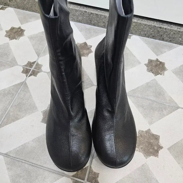 [BUNJANG] Time Black Leather Ankle Boots / 타임 블랙 가죽 앵클 부츠