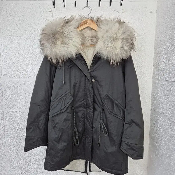 [BUNJANG] United Colors of Benetton Rabbit, Raccoon, Fox Fur Trimmed Parka Jacket / 베네통 토끼 라쿤 폭스 퍼 야상 자켓