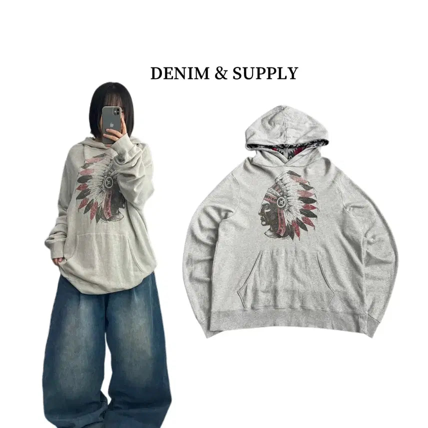 [BUNJANG] Denim & Supply Indian Head Navajo Ethnic Hoodie / 데님앤서플라이 인디언 헤드 나바호 에스닉 후드티