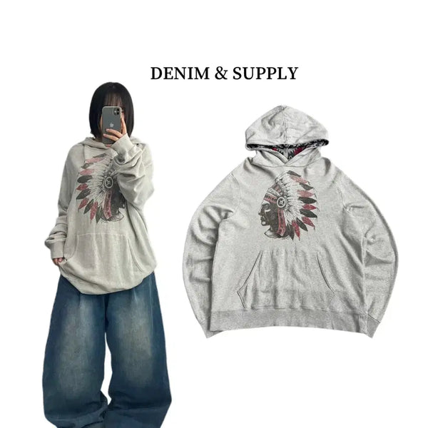 [BUNJANG] Denim & Supply Indian Head Navajo Ethnic Hoodie / 데님앤서플라이 인디언 헤드 나바호 에스닉 후드티