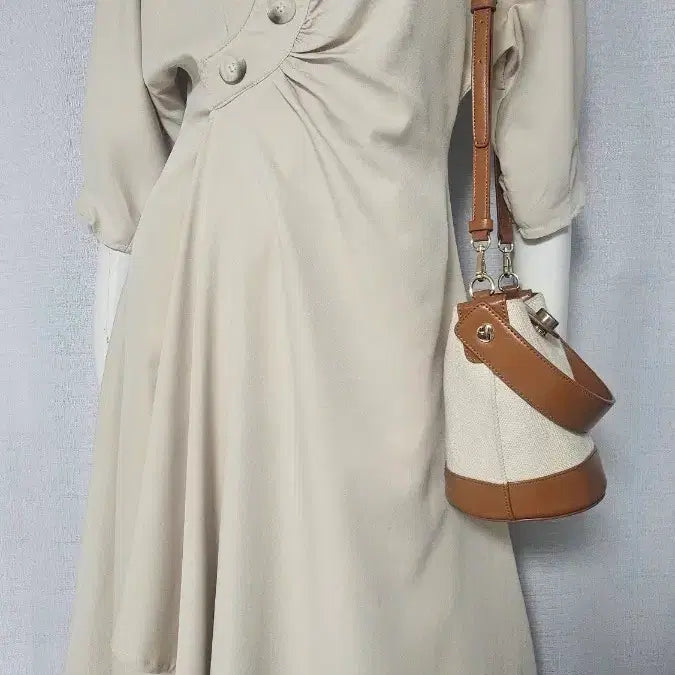 [BUNJANG] Ivory Jacquard Waist Band Dress / 아이보리 멋스런 자크 허리 밴드 원피스..반품