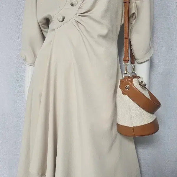 [BUNJANG] Ivory Jacquard Waist Band Dress / 아이보리 멋스런 자크 허리 밴드 원피스..반품