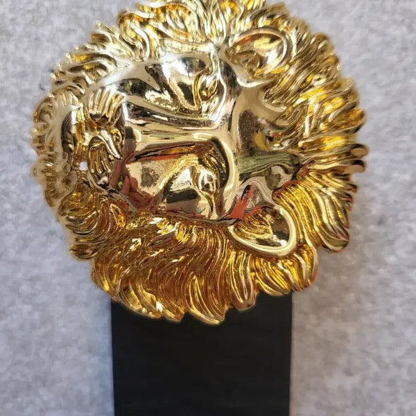 [BUNJANG] Gold Lion Head Belt Buckle Set / 금장 사자 헤드 벨트 버클