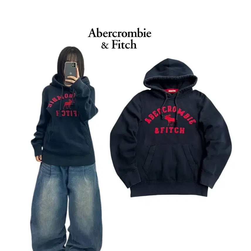[BUNJANG] Abercrombie & Fitch Y2K Navy Hoodie / 아베크롬비 Y2K 후드티 네이비