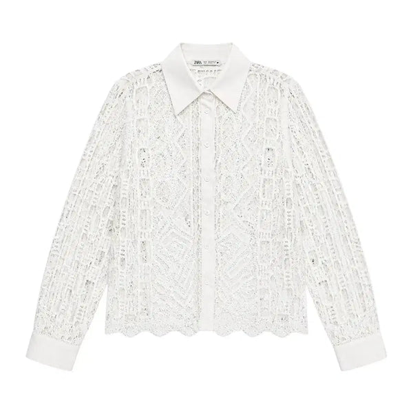 [BUNJANG] Zara Lace Shirt Blouse / 여성S/ 자라 레이스 셔츠 블라우스IV A-101