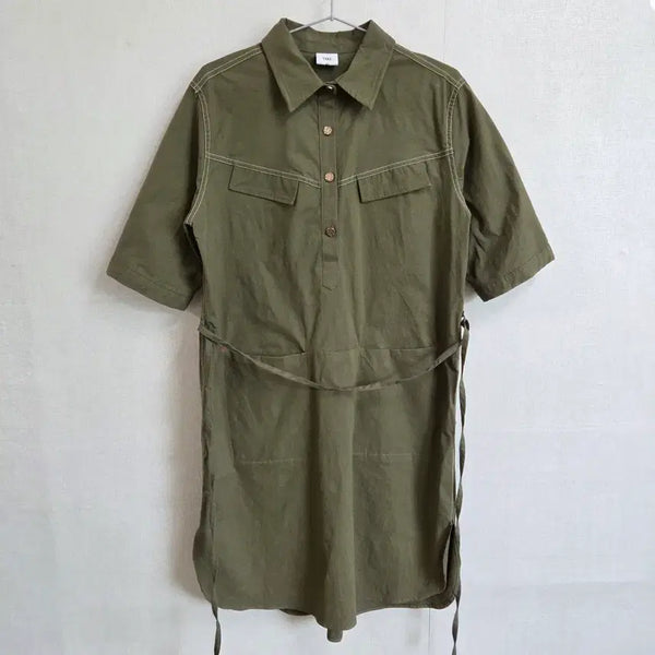 [BUNJANG] TAKE Women's Khaki Short Sleeve Shirt Dress L / TAKE 여성 카키 반팔 셔츠 원피스 L  JJ3058