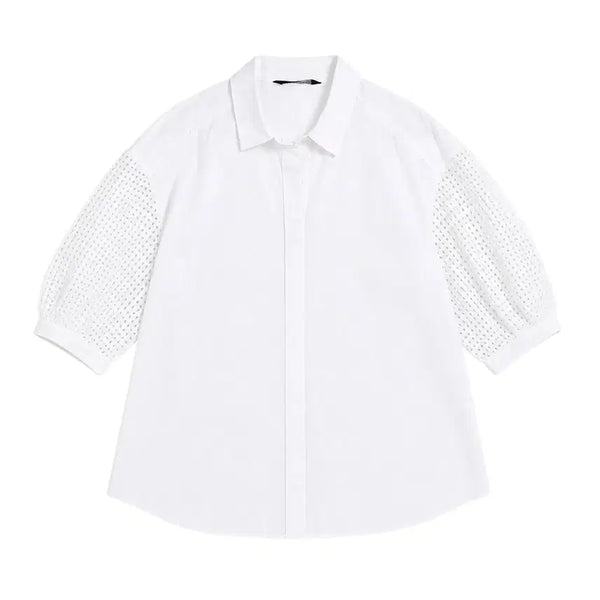 [BUNJANG] ZOOE Women's Mesh Puff Sleeve Blouse (Size 55) / 여성55/ 주크 그물 퍼프소매 블라우스 A-102