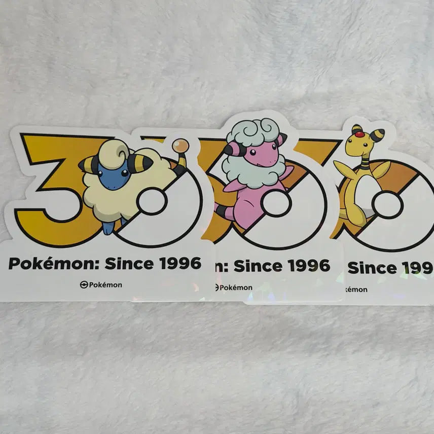 [BUNJANG] Pokemon 30th Anniversary Logo Sticker Set: Mareep, Flaaffy, Ampharos / 포켓몬 30주년 기념 로고 스티커 메리프, 보송송, 전룡 판매합니다!