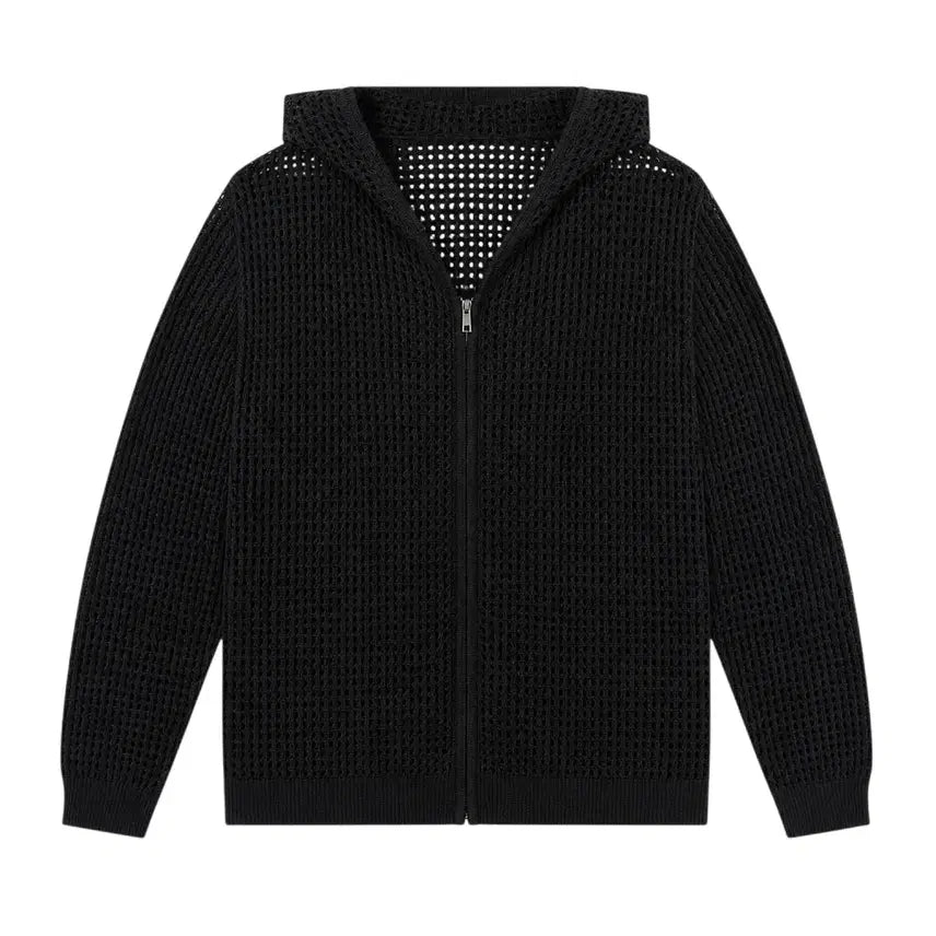 [BUNJANG] BERAL Black Net Hoodie Zip-Up (Women's Size 88) / 여성88/ BERAL 블랙 그물 후드집업 A-104