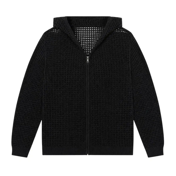 [BUNJANG] BERAL Black Net Hoodie Zip-Up (Women's Size 88) / 여성88/ BERAL 블랙 그물 후드집업 A-104