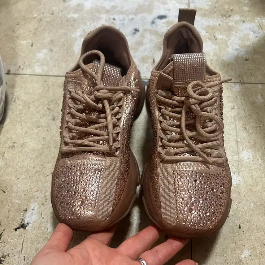 [BUNJANG] Steve Madden MaximaR Jewel Sneakers Rose Gold / 스티브매든 맥시마R 보석 운동화 로즈골드 240cm