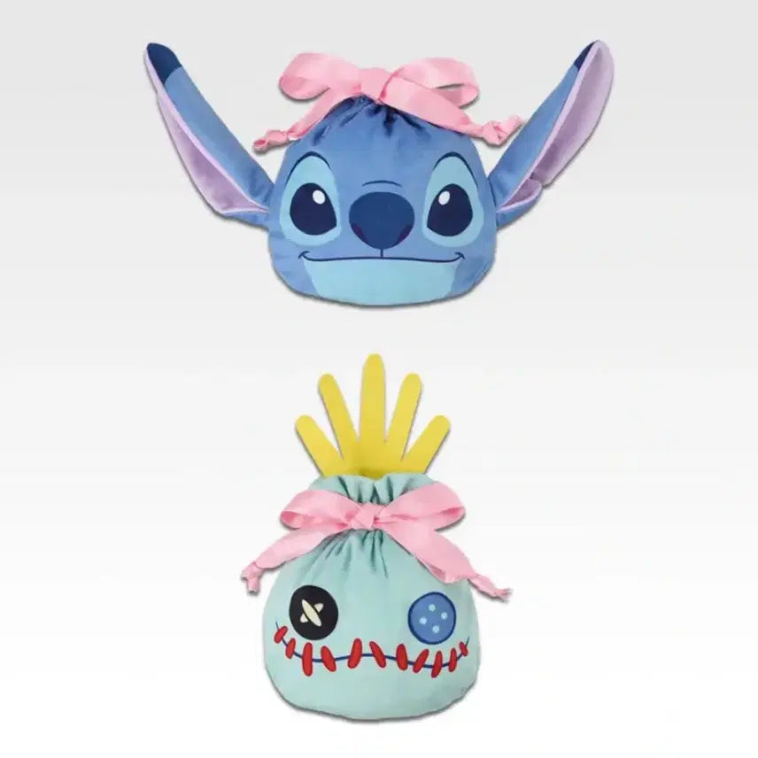 [BUNJANG] Disney Stitch & Scrump Face Drawstring Pouch Set / 스티치쿠지 F상 페이스조리개파우치(스티치/스크럼프 세트)