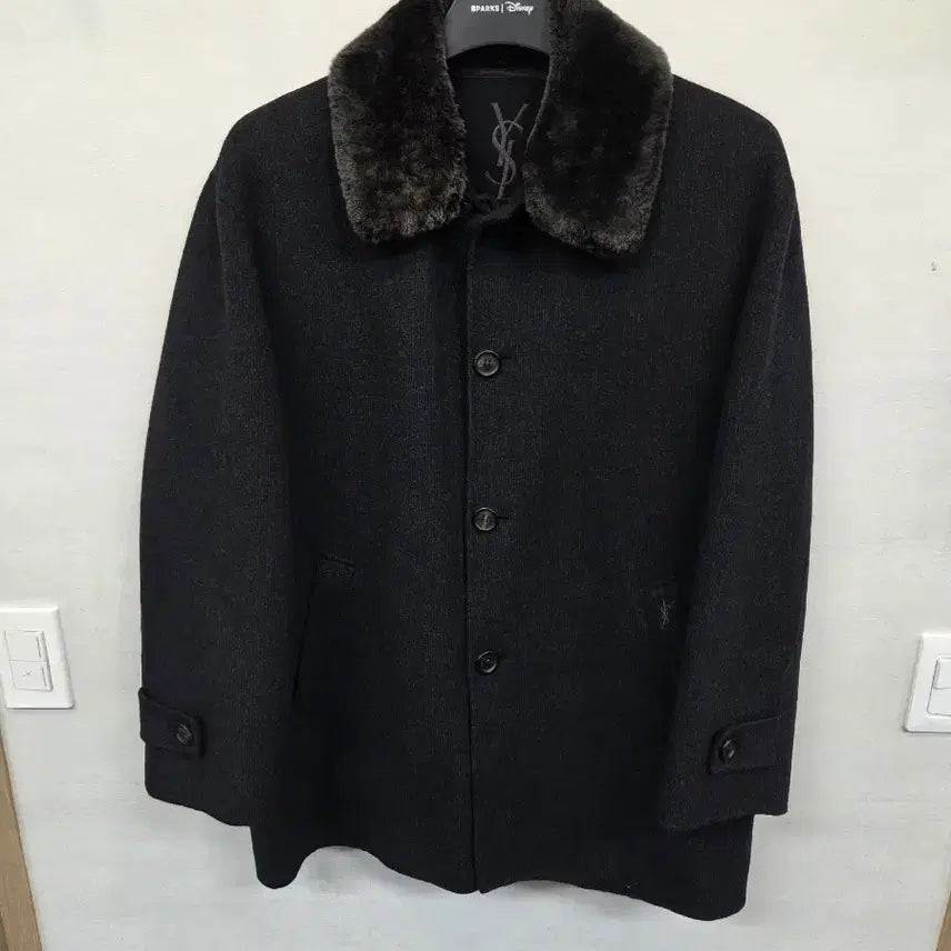 [BUNJANG] Saint Laurent Old School Shearling Wool Half Coat / 입생로랑 올드스쿨 양털 퍼 울 하프코트 100