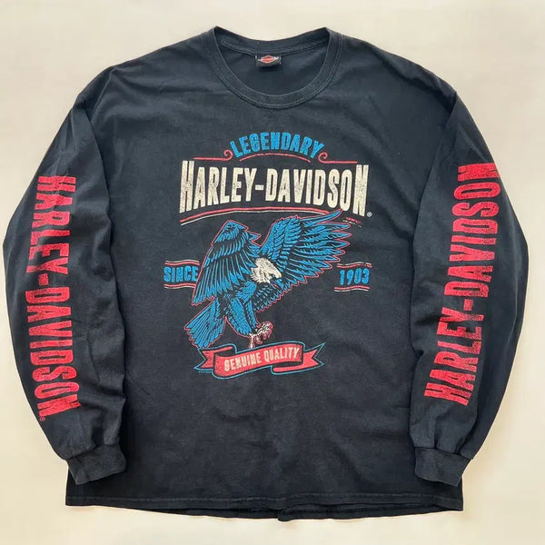 [BUNJANG] Harley-Davidson Illinois Al Capone Lettering Long Sleeve T-Shirt XL / 할리데이비슨 일리노이 알카폰 양팔 레터링 롱슬리브