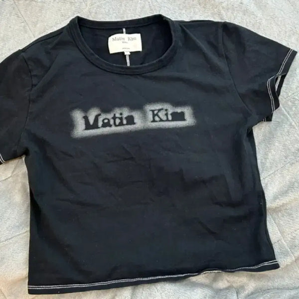 [BUNJANG] Matinkim Black Cropped T-shirt / 마뗑김 블랙 크롭 티셔츠