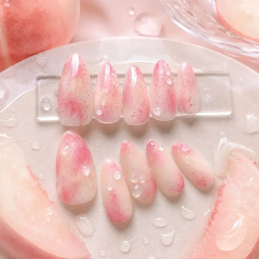 [BUNJANG] Sweet Peach Handmade Nail Tips / 달콤한 복숭아 수제네일팁