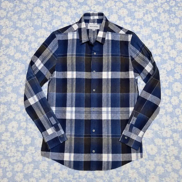 [BUNJANG] Solid Homme Check Shirt Navy Size 46 / 솔리드옴므 체크 셔츠 네이비 46 (95)