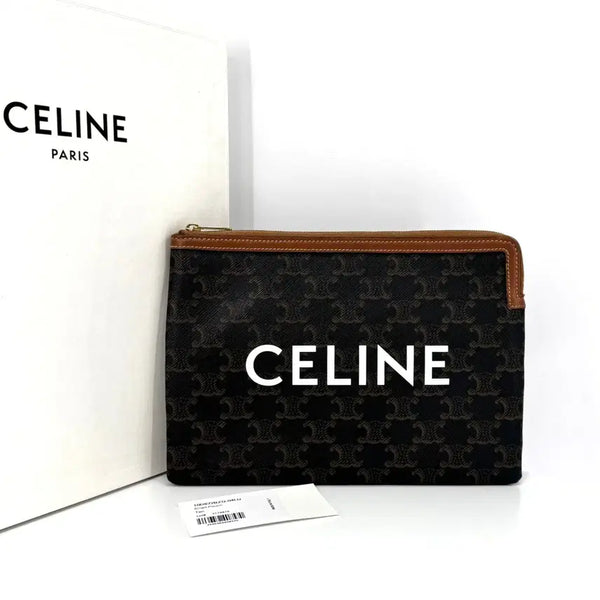 [BUNJANG] Celine Triomphe Canvas Small Pouch Clutch Bag / 셀린느 트리오페 스몰 파우치 클러치백 (10D672BZQ)