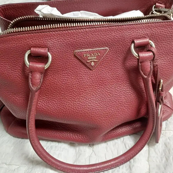 [BUNJANG] Prada Vitello Daino 2-Way Tote Shoulder Bag / 프라다 비텔로 다이노 2WAY 토드 숄더백 와인색 135982037