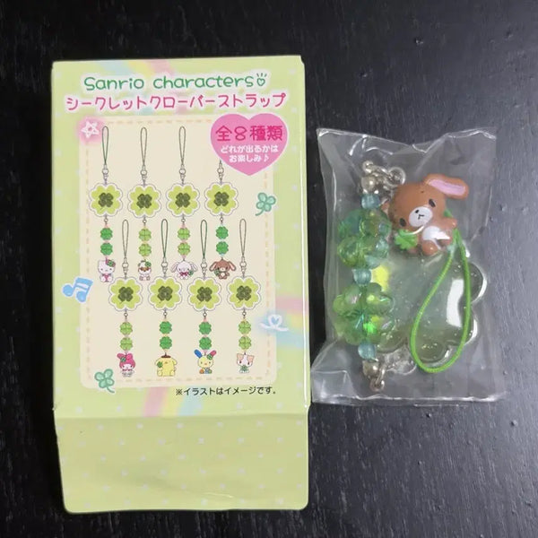 [BUNJANG] Sanrio Sugarbunnies Kurousa Four-Leaf Clover Strap Keychain / 산리오 슈가버니즈 쿠로우사 헤이세이 클로버 네잎클로버 스트랩 키링