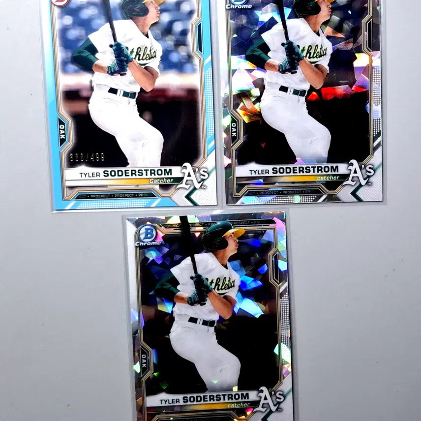 [BUNJANG] MLB Tyler Soderstrom Limited Edition Atomic Refractor 3-Card Lot / MLB 타일러소더스트롬 3장 묶음 499한정, 어토믹 리플