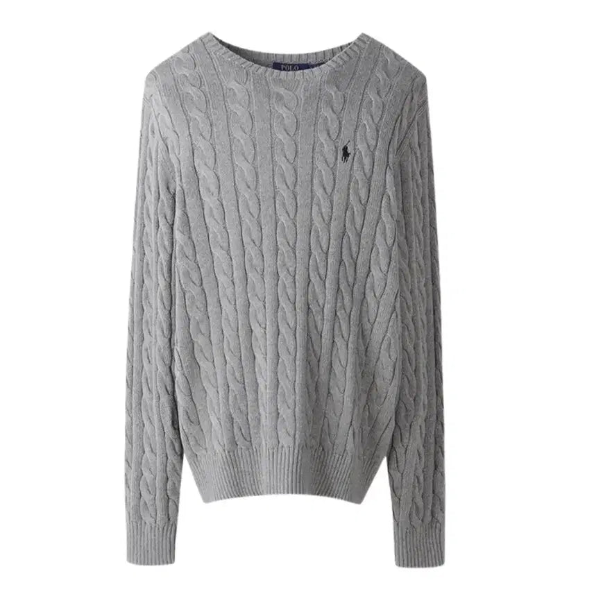 [BUNJANG] Polo Ralph Lauren Cable Knit Sweater Medium Grey / 폴로 랄프로렌 케이블 니트 M 그레이