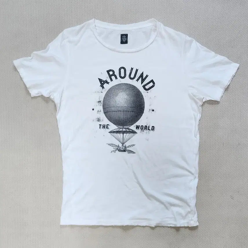 [BUNJANG] Eleventy Distressed Short Sleeve Jersey T-Shirt - White (M) / 일레븐티 디스트로이드 반팔 티셔츠 M