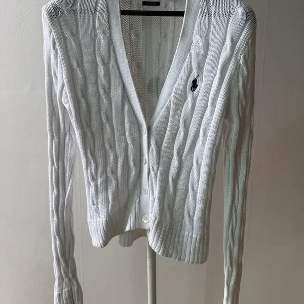 [BUNJANG] Polo Ralph Lauren Cable Knit Cardigan White Size S / 폴로랄프로렌 니트 가디건