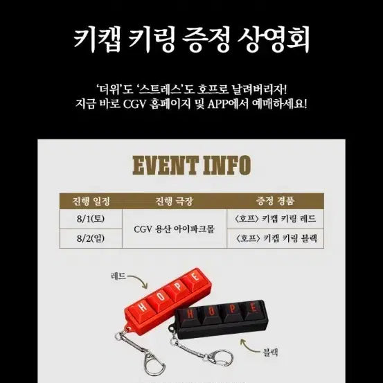 [BUNJANG] HOPE 3rd Week Screening Event Keycap Keyring (2 Types) / 호프 3주차 굿즈 상영회 키캡 키링 2종 팝니다 (미개봉새제품)