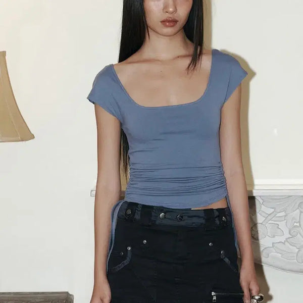 [BUNJANG] Please No Follow Peachy Shirring Top / 플리즈노팔로우 peachy shirring top