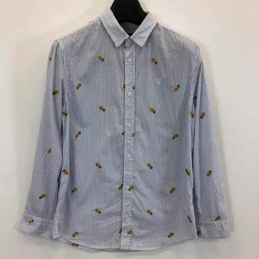 [BUNJANG] Guess Striped Embroidered Logo Cotton Shirt / 게스 스트라이프 멀티파인애플 셔츠 95