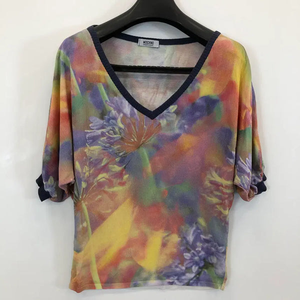 [BUNJANG] Moschino Chiffon V-Neck Blouse (Size 66) / 모스키노 쉬폰 브이넥 블라우스 66