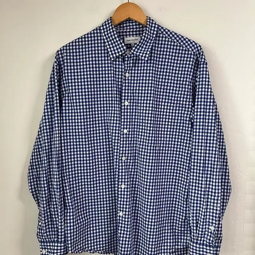 [BUNJANG] Steady Everywear Gingham Check Shirt Blue / (2)스테디에브리웨어 깅엄 체크 셔츠 블루