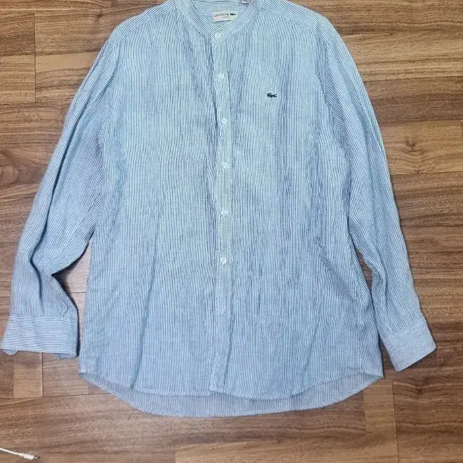 [BUNJANG] Lacoste Striped Linen Shirt Blue / 라코스테 스트라이프 린넨셔츠 블루