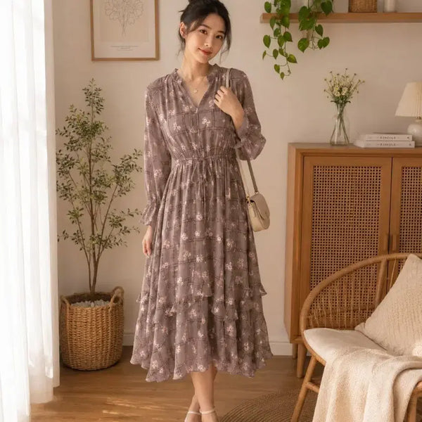 [BUNJANG] Seos Tii Island Flower Pattern Midi Dress / 써스티아일랜 플라워 패턴 원피스