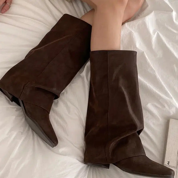 [BUNJANG] Marie Princess Shirring Warmer Mid Long Boots Brown 240 / [지그재그/마리공주] 셔링 워머 미들 롱부츠(브라운/240)