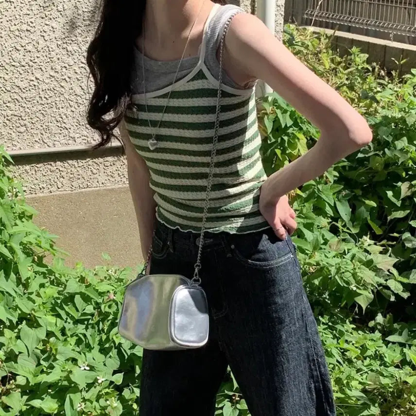 [BUNJANG] Mini Few Striped Sleeveless Top / 미니포에 스트라이프 슬리브리스
