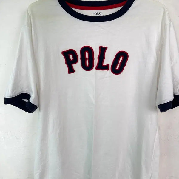[BUNJANG] Polo Ralph Lauren Embroidered Ringer Tee White XL / 정품! 폴로 자수 링거티 화이트 보이즈 xl (여성 55-66)