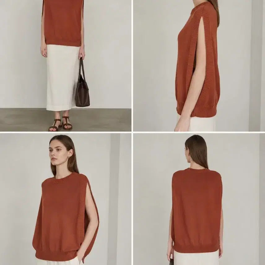 [BUNJANG] TIME 100% Cotton Cape-Style Sleeveless Knit Top / [정품/한섬] 타임(TIME) 면 100% 케이프형 민소매 니트 (F/드라이완료)