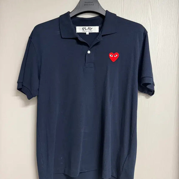 [BUNJANG] Comme des Garçons Play Navy Cotton Short Sleeve Polo Shirt L / 꼼데가르송 플레이 반팔 카라티 네이비 L