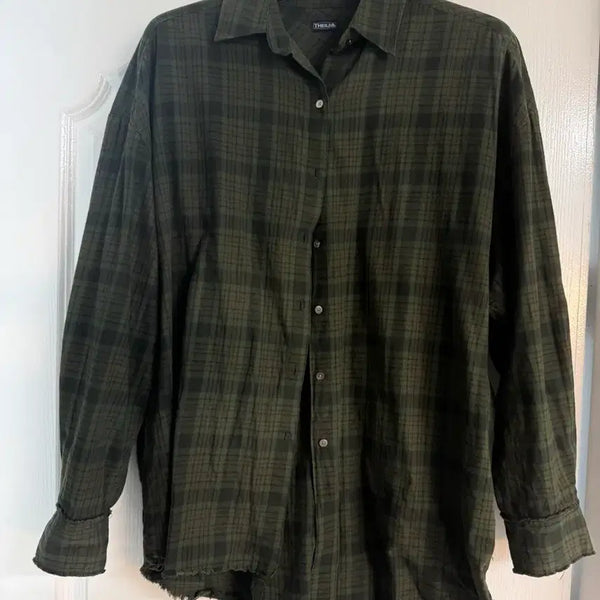 [BUNJANG] Theilma Vintage Checkered Shirt (Khaki) / 더일마 ) 빈티지 체크셔츠 (카키)