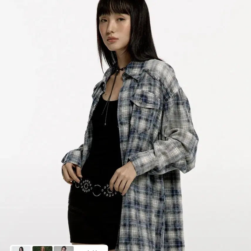 [BUNJANG] Rough Neck Checkered Shirt / 러프넥 체크셔츠