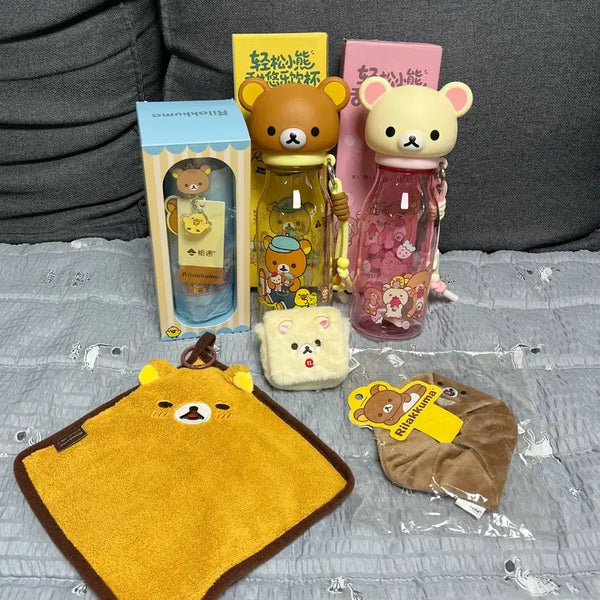 [BUNJANG] Rilakkuma Water Bottle, Umbrella, and Pouch Set / 택포) 리락쿠마 물병 우산 파우치 세트