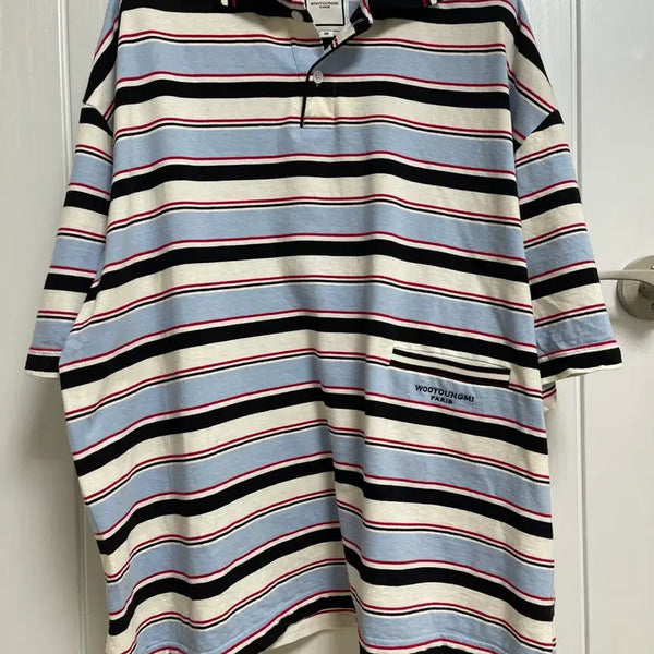 [BUNJANG] Wooyoungmi Striped Collar T-Shirt / 우영미 스트라이프 카라티 48