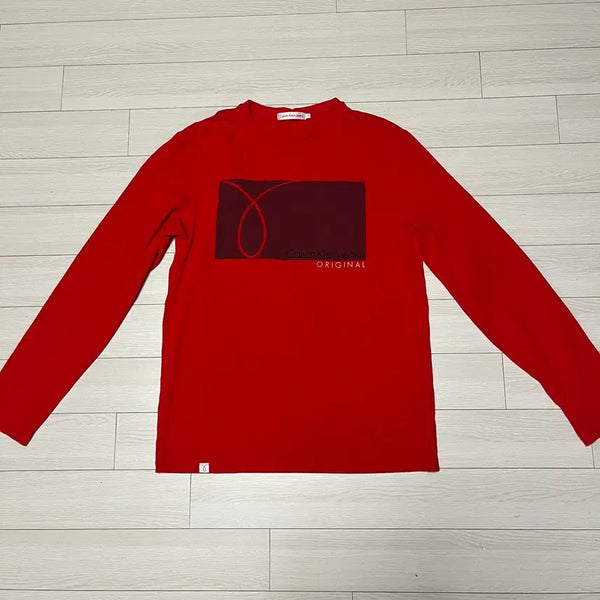 [BUNJANG] Calvin Klein CK Red Long Sleeve T-Shirt M / 캘빈클라인 CK 레드 긴팔티 M. 빨간티