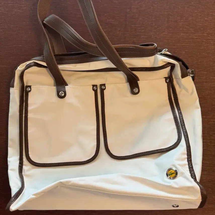 [BUNJANG] Lacoste Nylon White Tote Bag / 프랑스구매 라코스테 나일론 화이트 토트백