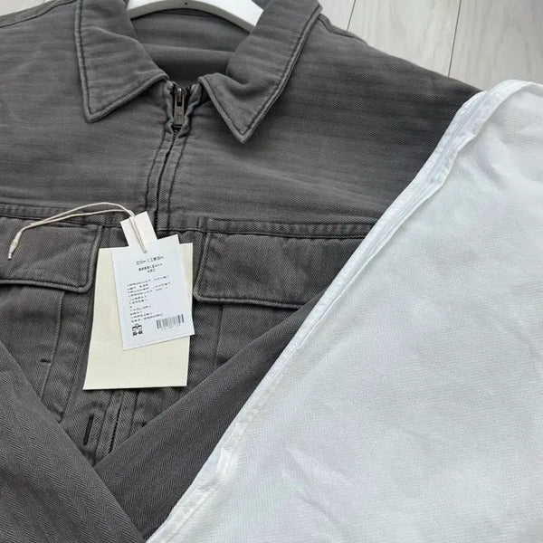 [BUNJANG] Polerrew Herringbone Twill Zip Trucker Jacket Grey Size 4 / [미시착/4] 폴리테루 헤링본트윌 집 트러커 자켓 그레이